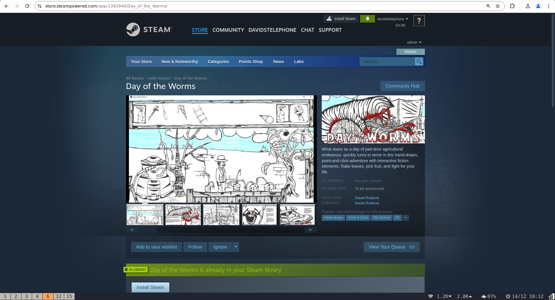 Screenshot of DoTW Steam page