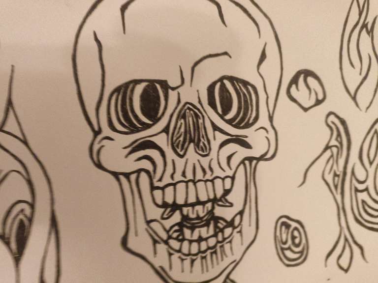 Pen drawing of a skull